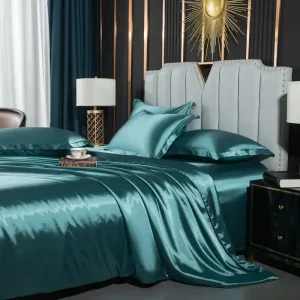 Parure de lit nordique en soie housse de couette drap et taie d’oreiller luxe couple simple double été 1/2 personnes solide Moonlight Blue Parure de lit nordique en soie housse de couette drap et taie d’oreiller luxe couple simple double été 1/2 personnes solide Moonlight Blue