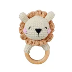 Anneau de dentition en bois pour bébé dentition enfant attachesucette lion coton calin et sécurisé pratique pour 012 mois longue durée cadeau naissance