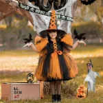 Costumes d&rsquo;Halloween personnalisés pour filles robe de princesse en tulle tutu de bal fantaisie accessoires incluits style exquis polyester douxปลอดภัย pour les fêtes