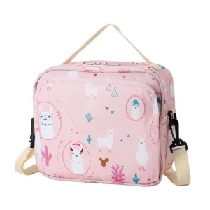 Sac à main bébé sac à dos enfant sac à lunch portable motif lama rose doux fermeture éclair bandoulière adjustable