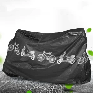 Couverture imperméable pour vélo et scooter protection UV et intempéries housse de pluie antipoussière en polyester noir Couverture imperméable pour vélo et scooter protection UV et intempéries housse de pluie antipoussière en polyester noir