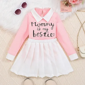 Robe princesse bébé fille col bloc couleur manches longues jupe gored rose blanc contraste style poupée robe longue 13 ans naissance anniversaire