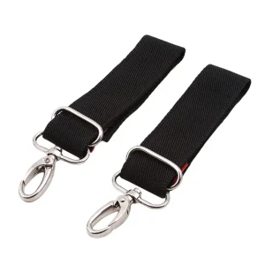 Sangles de fixation en nylon et métal noir mousquetons accessoires poussette sac à couches porteclés bébé pratique et durable