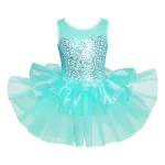 Robe de princesse féerique pour fille danse de ballet tulle et paillettes ajustée et évasée robe de spectacle fête 60% polyester 20% spandex 20% sequins