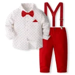 Ensemble bébé garçon à manches longues pantalon bretelles coton élégant fêtes printemps automne sécurité confort