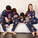 Pyjamas famille hiver ensemble cosy ample dessin animé imprimé vêtements de nuit pyjamas de noël look familial