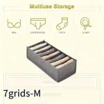 Organisateur de rangement pour vêtements sousvêtements chaussettes 7 compartiments boîte en tissu Oxford design minimaliste idéal pour armoire ou tiroir