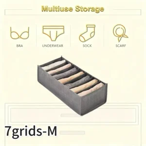 Organisateur de rangement pour vêtements sousvêtements chaussettes 7 compartiments boîte en tissu Oxford design minimaliste idéal pour armoire ou tiroir