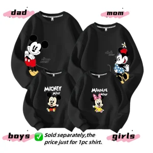 Sweatshirt famille Mickey Minnie Mouse vêtements parent enfant unisex printemps automne coton doux confort moderne design ludique