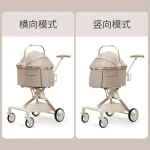 Poussette de voyage légère et respirante pour chiens chats et chiots pliable et inversée accessoire pour animaux de compagnie khaki