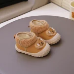 Bottes d&rsquo;hiver pour bébé ours mignon garçon fille enfant en bas âge bottes en peluche ergonomie chaussures en coton pour enfants à semelles souples bottes chaudes d&rsquo;hiver