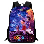 Sac à dos pour enfants Disney Coco Cartoon sac d&rsquo;école pour garçons et filles grand compartiment style moderne couleur bleuviolet