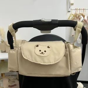 Organisateur de poussette rangement bébé sac de rangement suspendu multifonction tissu synthétique résistant motif ours mignon beige 3050cm Organisateur de poussette rangement bébé sac de rangement suspendu multifonction tissu synthétique résistant motif ours mignon beige 3050cm