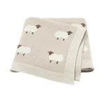 Couverture bébé en coton 90x70cm motif moutons doux plaid nouveauné literie Lange d’emmaillotage bébé fille et garçon accessoire poussette sac de nuit Easy Poussette