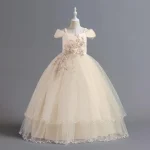 Robe princesse fille tulle satin dentelle mariage communion 713 ans style romantique occasion spéciale 1214 ans