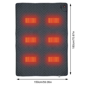 Couverture chauffante électrique pour camping 150x180cm tapis de sommeil réchauffant USB matelas chauffant pour extérieur et hiver confort bébé