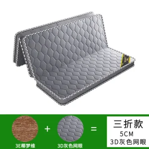 Matelas en Coco Naturel Pliable Tatami Mousse Synthétique Motifs Hexagonaux Gris Confort Économique Écologique Matelas de Sol Ménage Camping Invités