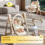 Chaise haute bébé 2 en 1 à bascule électrique multifonctionnelle chaise haute bébé usage domestique chaise d&rsquo;alimentation infantile chaise à bascule bébé