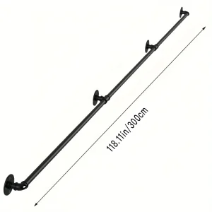 Barre rideau fer industriel galvanisé noir 300 cm support mural intérieur extérieur design moderne durable Barre rideau fer industriel galvanisé noir 300 cm support mural intérieur extérieur design moderne durable