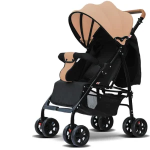Poussette bidirectionnelle pliable bébé landau portable chariot 4 roues design moderne Protection bébé Usage quotidien et voyage