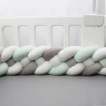 Tour de lit tressé bébé 1.5m 13cm coussin lit bassinet accessoire deco chambre bébé cadeau nouveauné tissu doux pastel