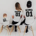 Tshirt manches courtes pour la famille vêtements assortis père mère enfant style uni 1 pièce confortable 13 ans polyester unisexe