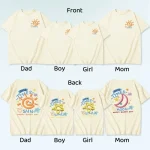 Tshirt de famille assorti style soleil père mère fille fils bébé été motifs joyeux coton doux tenues décontractées