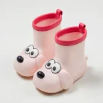 Bottes de pluie pour enfants imperméables design chien mignon confortables antidérapantes pour garçons et filles toutes saisons couleur rose pâle