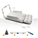 Canapé gonflable camping extérieur portable PVC blanc valve gonflage sangle ajustable plage festival randonnée piquenique