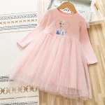 Robe princesse fille fête occasion spéciale coton tulle paillettes style occidental manches longues enfant 28 ans