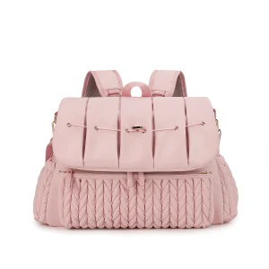 Sac à dos bébé grande capacité imperméable tressé rose pastel Sac à dos bébé grande capacité imperméable tressé rose pastel