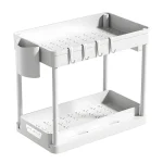 Organisateur de rangement multiusages 2 niveaux avec crochets étagère à épices cuisine salle de bain blanc moderne durabilité