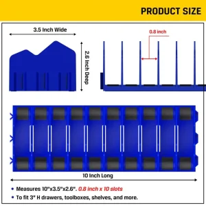 Organisateur de pinces 10 compartiments en plastique robuste bleu rangement outils compact et pratique