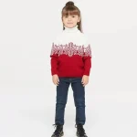 Pull tricoté col roulé Noël enfant chaud confortable famille style festif qualité premium durabilité idée cadeau hiver