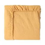 Draphousse bébé en coton bio jaune moutarde housse de lit élastiquée matelas berceau nouveauné textile confortable et sécuritaire
