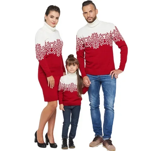 Pull tricoté col roulé Noël enfant chaud confortable famille style festif qualité premium durabilité idée cadeau hiver