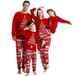 Ensembles de pyjamas de Noël assortis pour la famille tenues rouges père mère fille fils vêtements pour enfants  2245 Red