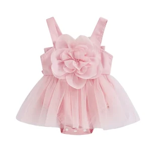 Robe barboteuse florale 3D pour bébé fille tulle satin fleur en tissu occasion spéciale robe de fête bébé 01 ans rose pâle Robe barboteuse florale 3D pour bébé fille tulle satin fleur en tissu occasion spéciale robe de fête bébé 01 ans rose pâle
