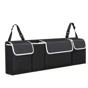Organisateur de Voiture Sac de Rangement Arrière 3 Compartiments Tissu Oxford Résistant Design Minimaliste Noir Facile à Nettoyer Idéal pour Famille Organisateur de Voiture Sac de Rangement Arrière 3 Compartiments Tissu Oxford Résistant Design Minimaliste Noir Facile à Nettoyer Idéal pour Famille