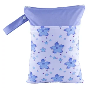 Pochette rangement imperméable 25x35cm violet floral sangles pression sac à langer bébé portable