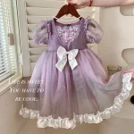 Robe princesse tulle moelleux pour filles 46 ans robe élégante soirée anniversaire mariage vêtements enfants cérémonie style romantique