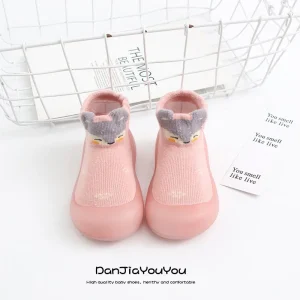 Chaussures bébé en tissu rose souris chaussons souples et respirants pour enfant design ludique Dan Jia You You