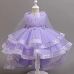 Robe de soirée pour enfant robe élégante à fleurs tulle soie paillettes spécial occasion anniversaire mariage fête princesse style moderne qualité premium