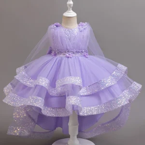 Robe de soirée pour enfant robe élégante à fleurs tulle soie paillettes spécial occasion anniversaire mariage fête princesse style moderne qualité premium