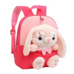 Sac à dos enfant écolier peluche lapin mignon design animé usage scolaire récréatif matériel durable bretelles ajustables