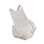 Romper été fille sans manches motif carreaux coton confortable 46 ans vêtement bébé pratique