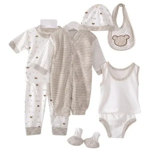 8 pièces vêtements bébé nouveauné en coton doux ensemble pyjama tshirt pantalon chapeau bavoir slippers garçon fille 8 pièces vêtements bébé nouveauné en coton doux ensemble pyjama tshirt pantalon chapeau bavoir slippers garçon fille