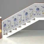 Barrière de sécurité escalier pour enfants filet PVC motif espace design ludique protection durable facile à installer sécurisant bébé