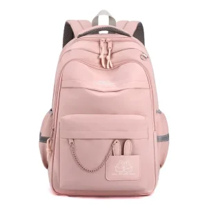 Sac à dos de grande capacité pour enfants sac d&rsquo;école mignon primaires étudiants design lapins rose pratique et confortable