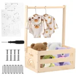 Panier de rangement en bois pour bébé coffre de stockage avec roulettes panier cadeau prénatal design moderne et écolo idéal pour vêtements et jouets